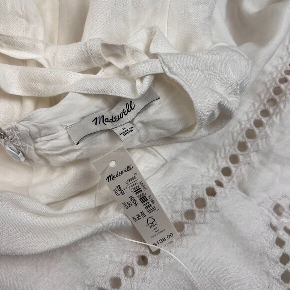 Madewell Embroidered Eyelet Tie-Back Cami Midi Dress White Size 2 NWT - Picture 3 of 7